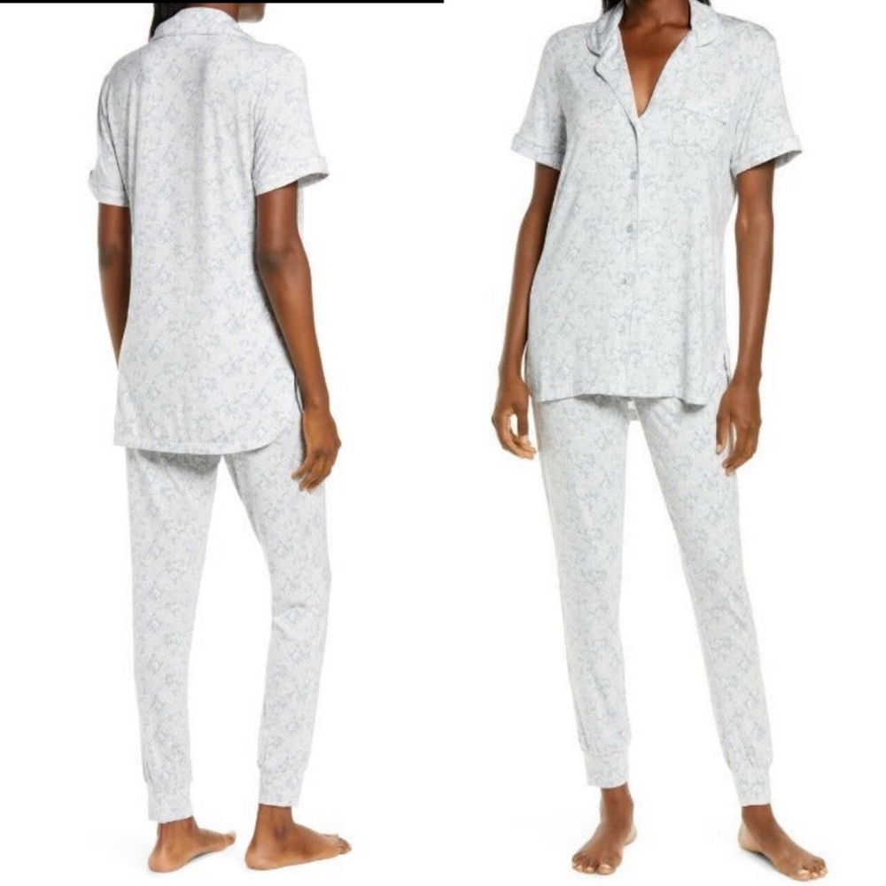 NWT Rachel Parcell Blue Bouquet Floral Jogger Pajamas XS